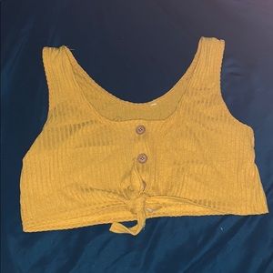 Yellow button up crop top